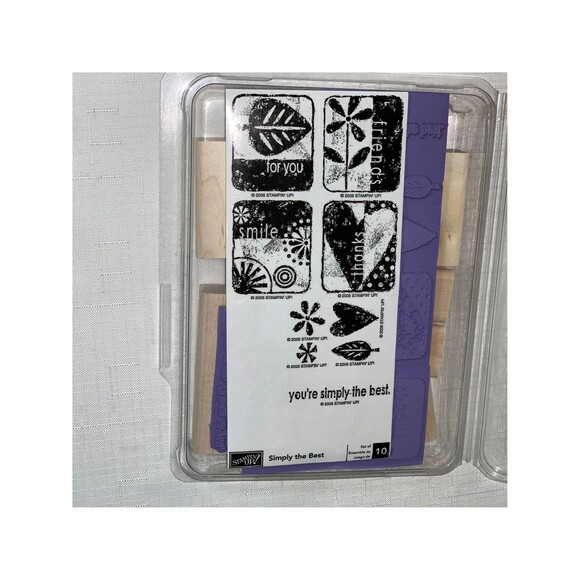 Stampin Up set Rare Discontinued Simply Best Wooden Rubber Card Craft scrapbook - Picture 1 of 5